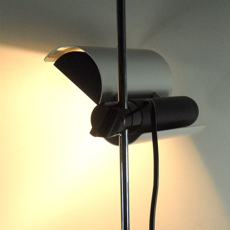 Floor lamp 333 Dim, white, metal chrome, by V. Magistretti, Oluce, Italy, 1970s. - 319813