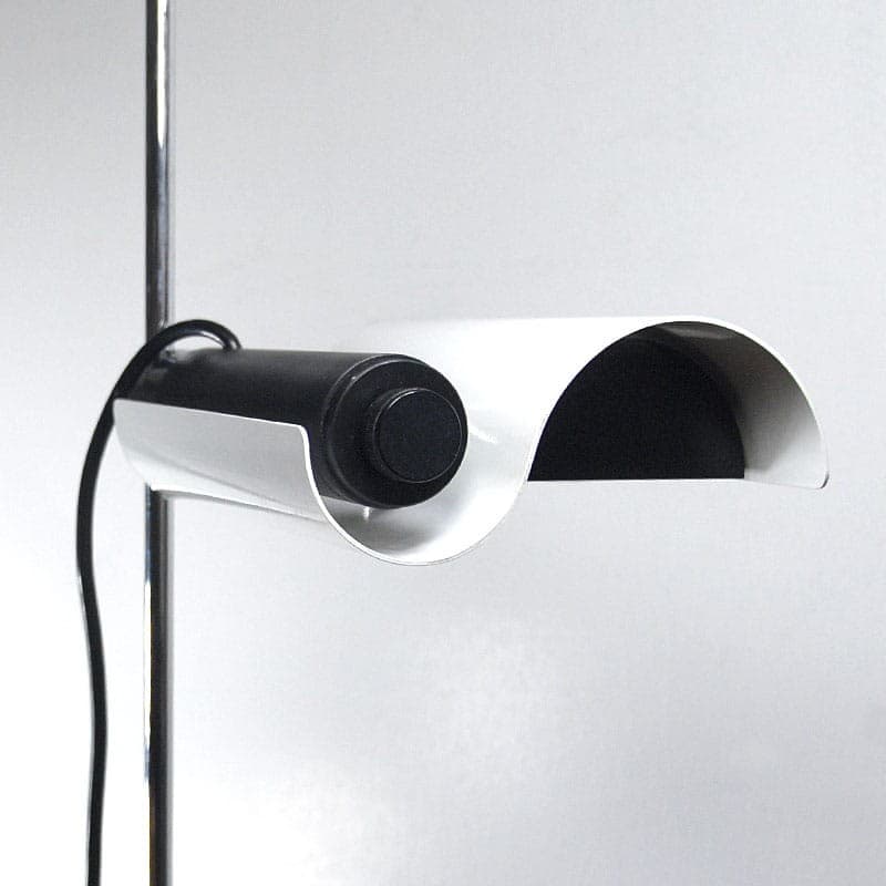 Floor lamp 333 Dim, white, metal chrome, by V. Magistretti, Oluce, Italy, 1970s. - 319812