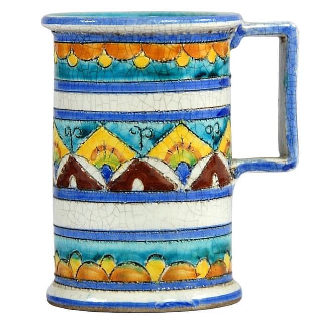 Kubeczek sgraffito, biały kobaltowy, ceramika, Włochy, lata 20. - WYMIARY