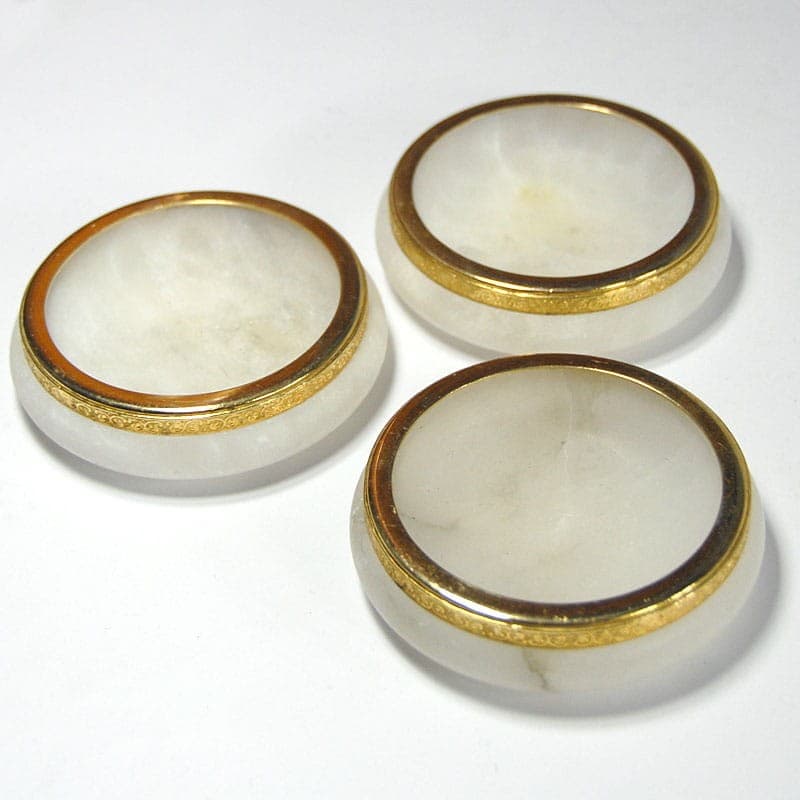 Zestaw trzech pater, alabaster biały, metal złoty, Włochy, lata 80. - 319788