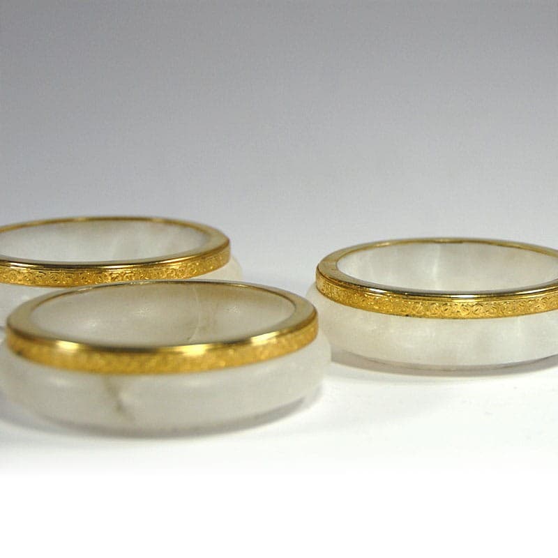 Zestaw trzech pater, alabaster biały, metal złoty, Włochy, lata 80. - 319789