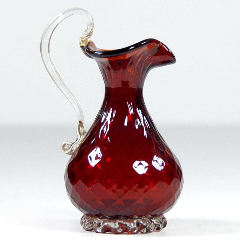 Wazonik szklany rubinowy, Murano, Włochy, lata 50. - 319772