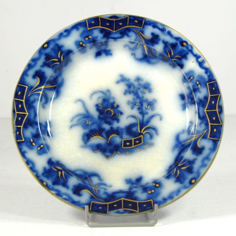Patera Carleton, niebieska biel złoto, fajans, J & G Alcock, Wielka Brytania, lata 40. XIX w. - 323430