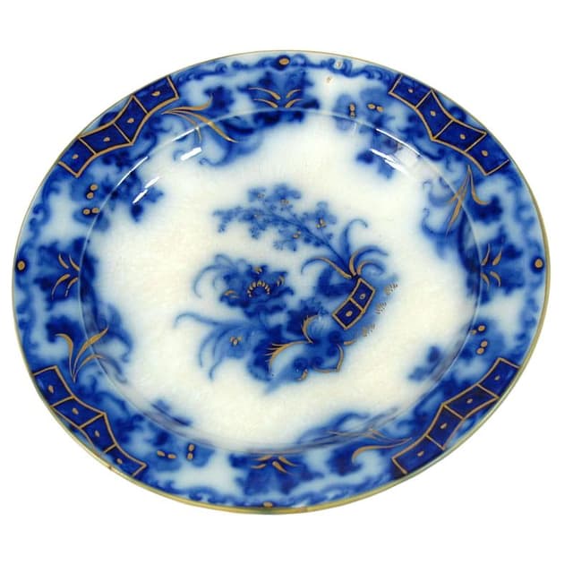 Patera Carleton, niebieska biel złoto, fajans, J & G Alcock, Wielka Brytania, lata 40. XIX w. - WYMIARY