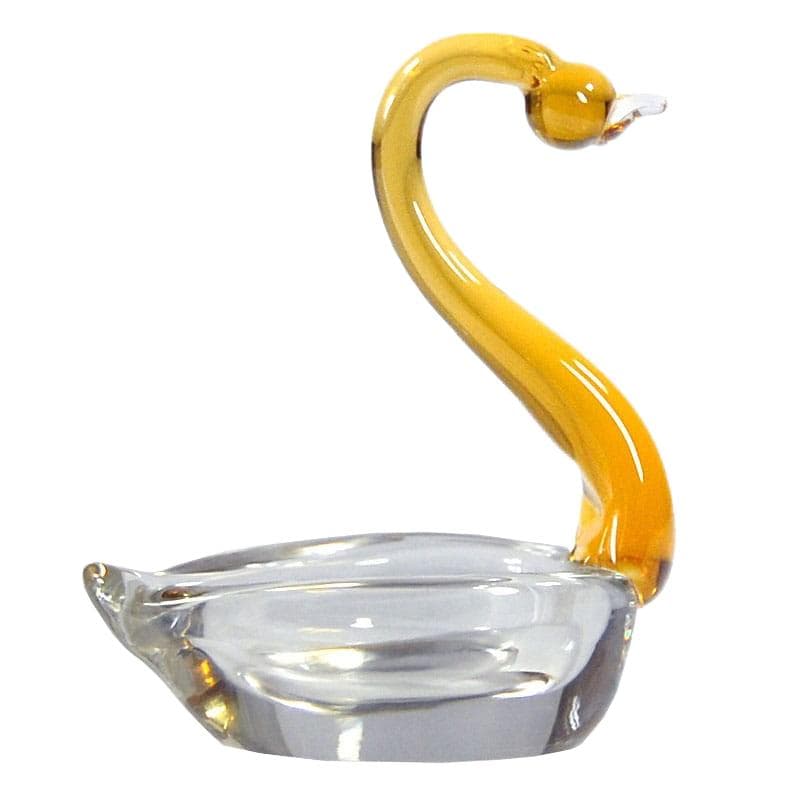 Figurine Swan, transparent yellow glass, 1960s