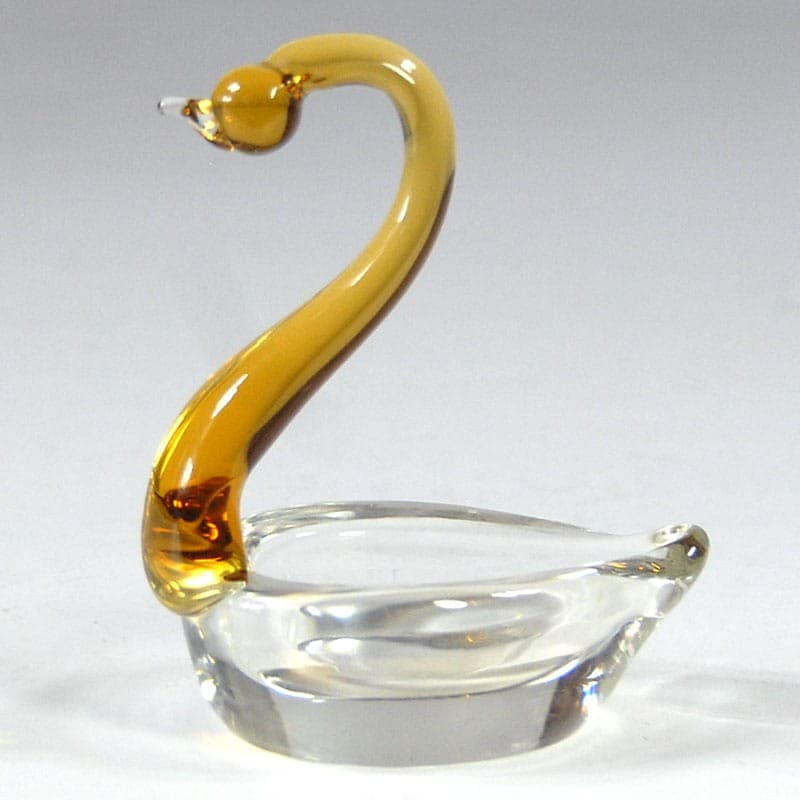 Figurine Swan, transparent yellow glass, 1960s - 323403
