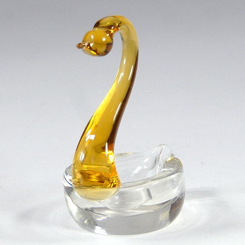 Figurine Swan, transparent yellow glass, 1960s - 323402