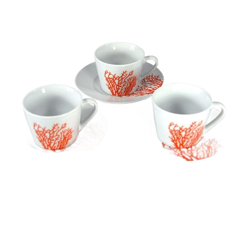 Zestaw trzech filiżanek Domo Vista, biel, porcelana, Portugalia, lata 90.