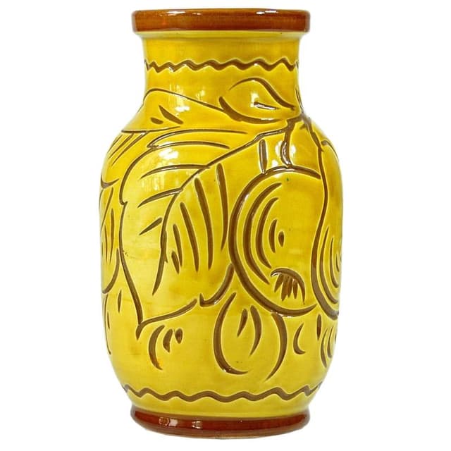 Wazon ceramiczny żółty, ceramika, Włochy, lata 60. - WYMIARY