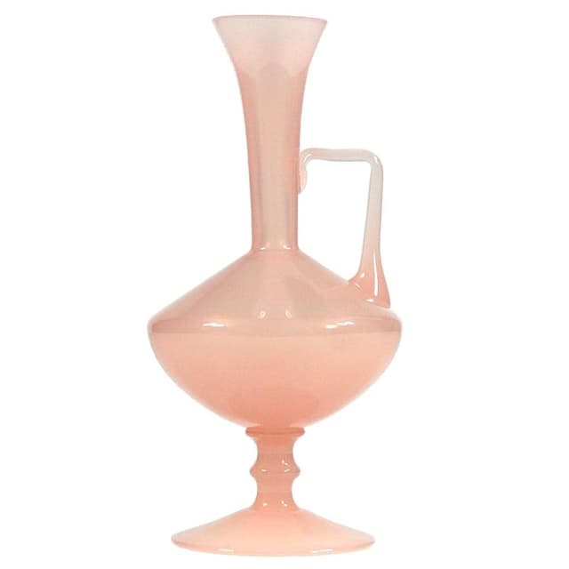 Wazon Fiorentina, różowy, szkło opalina, Włochy, lata 50. - WYMIARY
