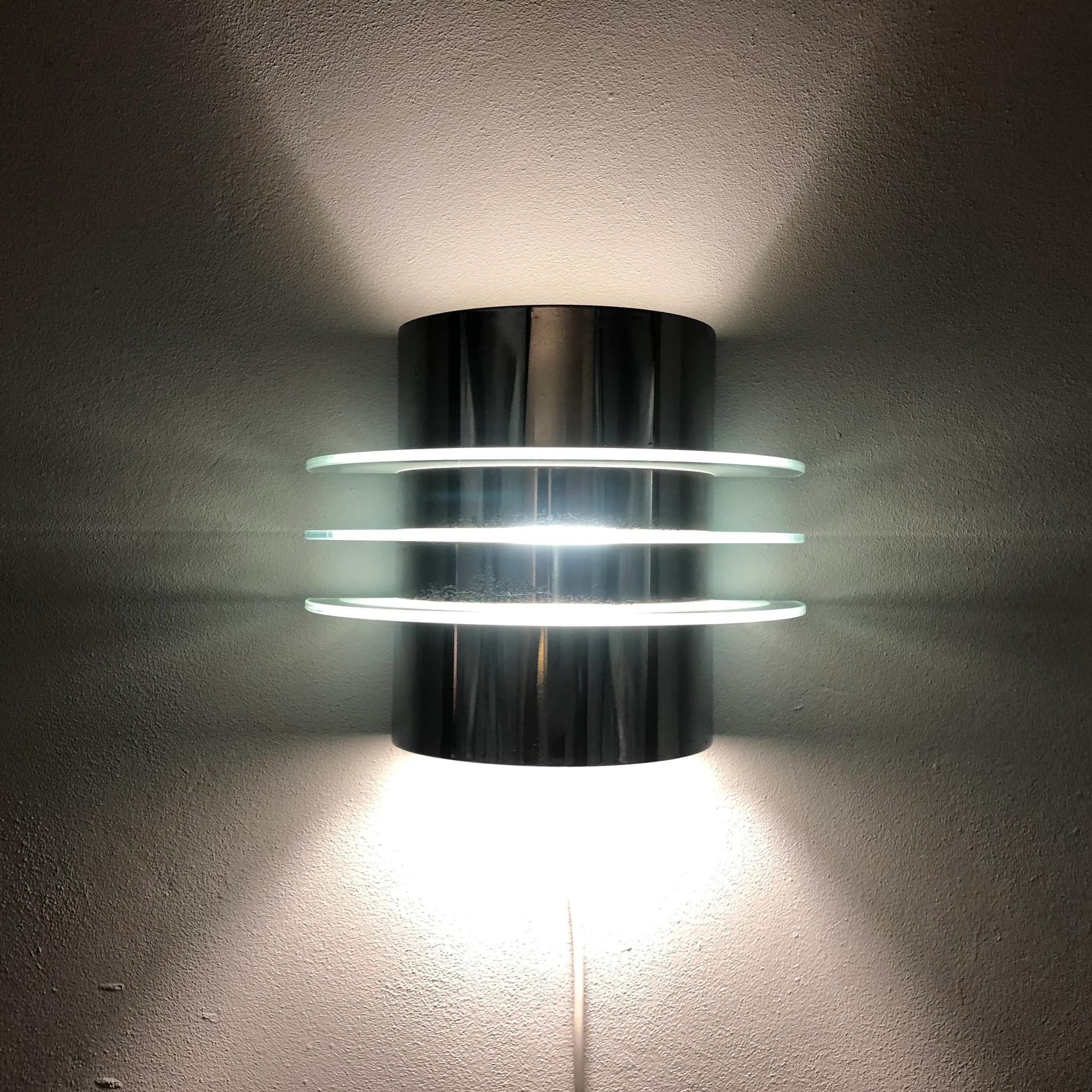 Kinkiet, szkło przezroczyste, stal srebrny, Ikea, Szwecja, lata 80. - 23937