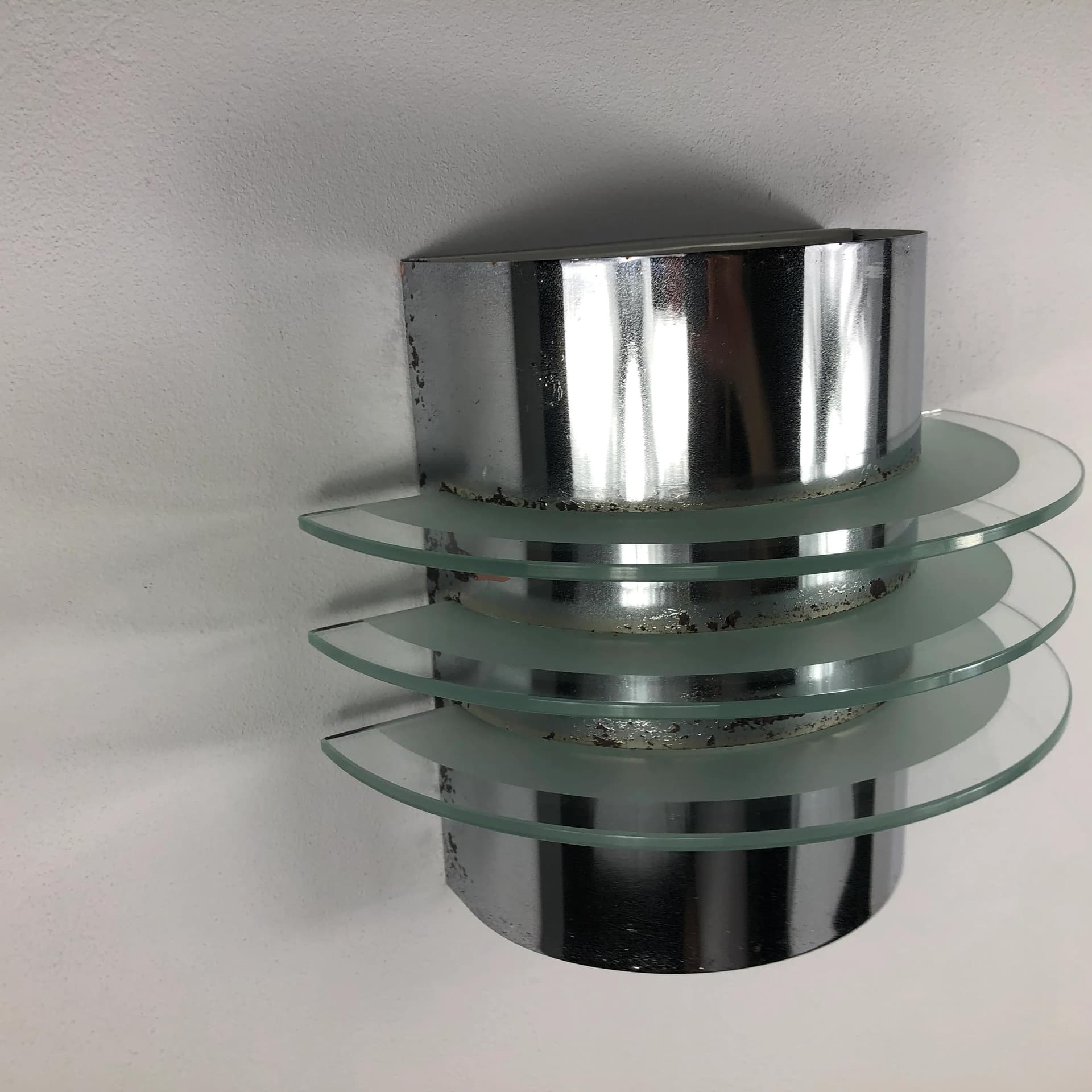 Kinkiet, szkło przezroczyste, stal srebrny, Ikea, Szwecja, lata 80. - 23932