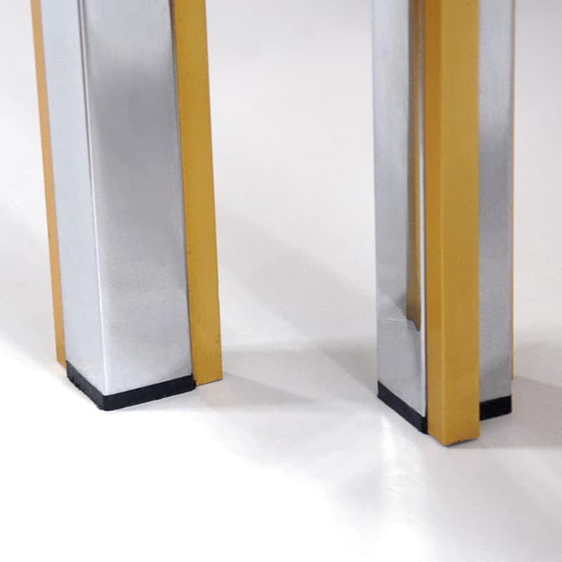 Set of side tables, silver chrome, gold metal, smoked glass, by R. Zevi, Italy, 1970s. - 342292