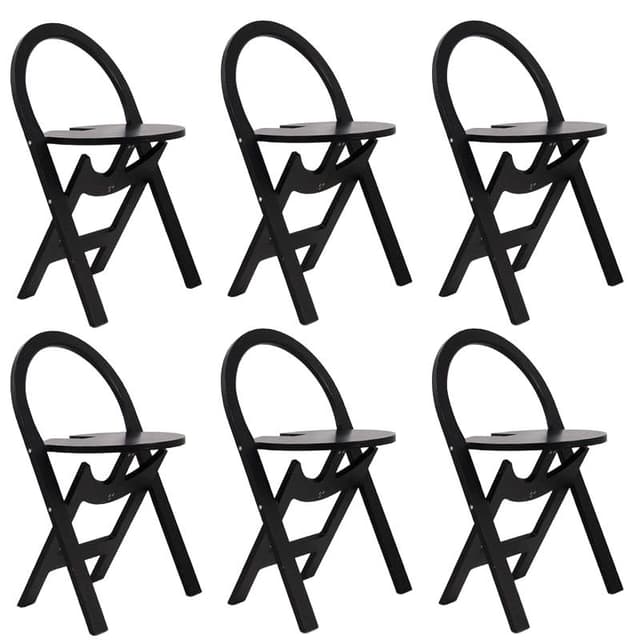 set of six folding chairs, black plywood, by P. Studsgarth, Denmark, 1990s. - DIMENSION