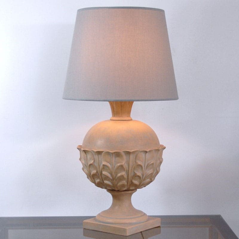 Lampa stołowa, beżowa terakota, szara tkanina, Włochy, lata 80. - 323321