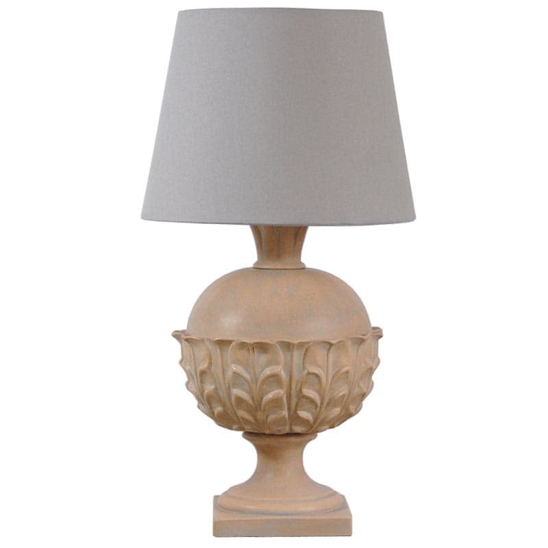 Lampa stołowa, beżowa terakota, szara tkanina, Włochy, lata 80. - 323323