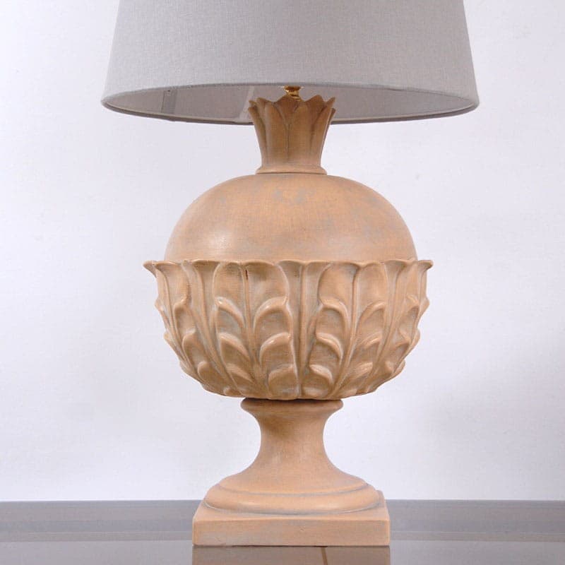 Lampa stołowa, beżowa terakota, szara tkanina, Włochy, lata 80. - 323322
