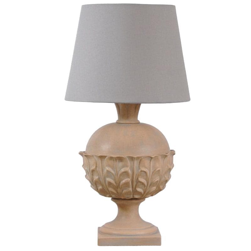 Lampa stołowa, beżowa terakota, szara tkanina, Włochy, lata 80.