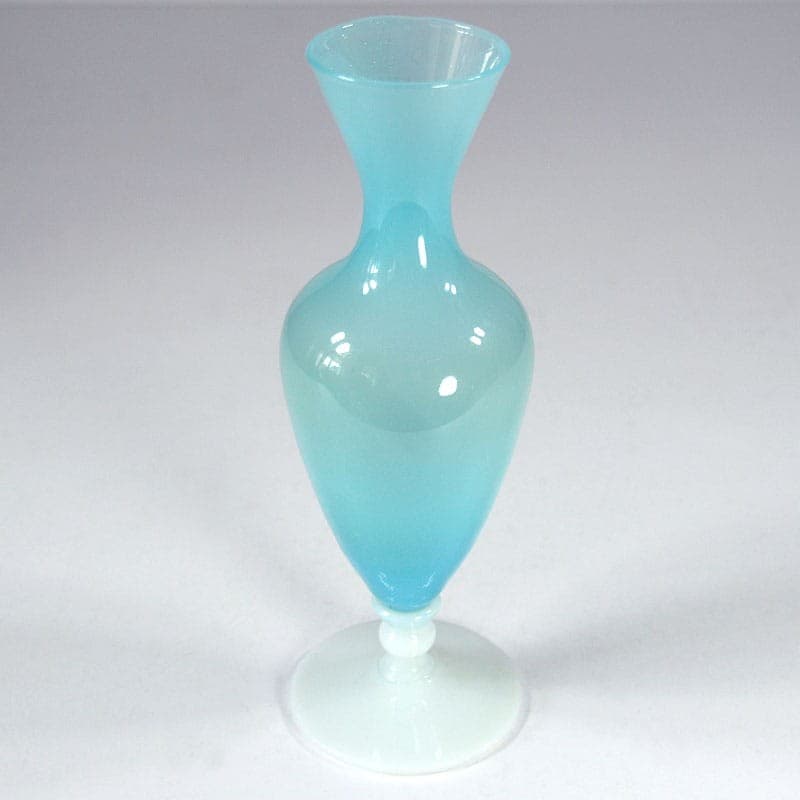 Wazon Opaline, niebieski biały, szkło, Włochy, lata 50. - 323301