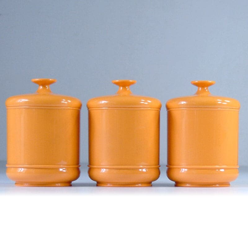 Set of containers Space Age, orange plastic, Emsa, Germany, 1970s. - 323253