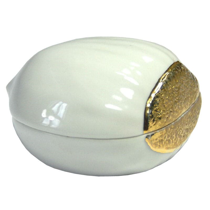 Pojemniczek porcelanowy, kremowobiały, złoty, Włochy, lata 60. - 323251
