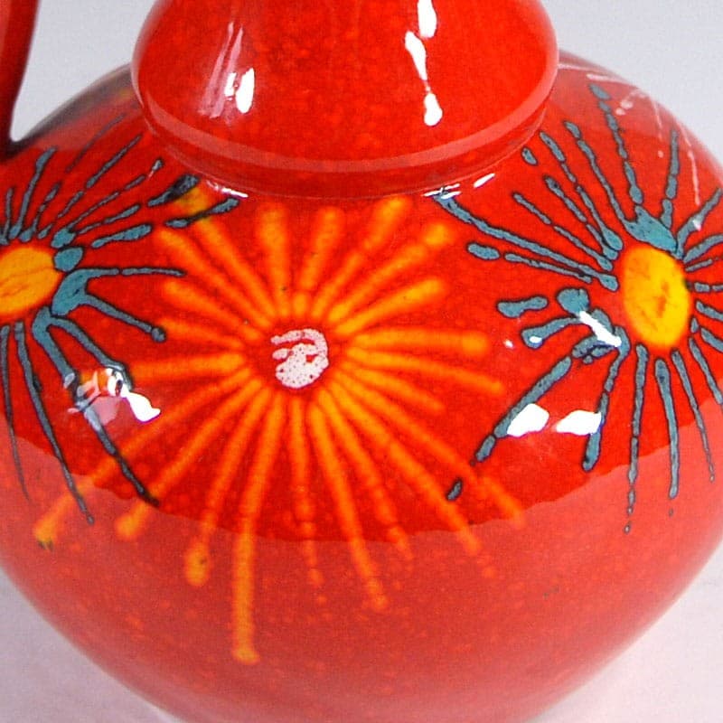Ceramic Vase Red Multicolor, Bertoncello, Italy, 1970s. - 323230