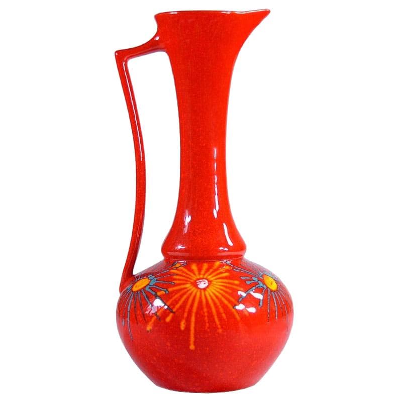 Ceramic Vase Red Multicolor, Bertoncello, Italy, 1970s.