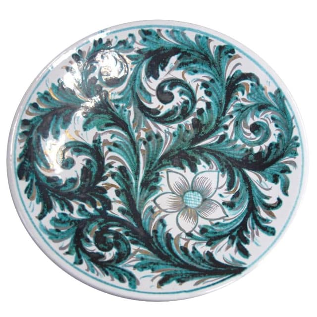 Patera ceramiczna niebieska zielona czarna złota, Włochy, lata 80. - WYMIARY