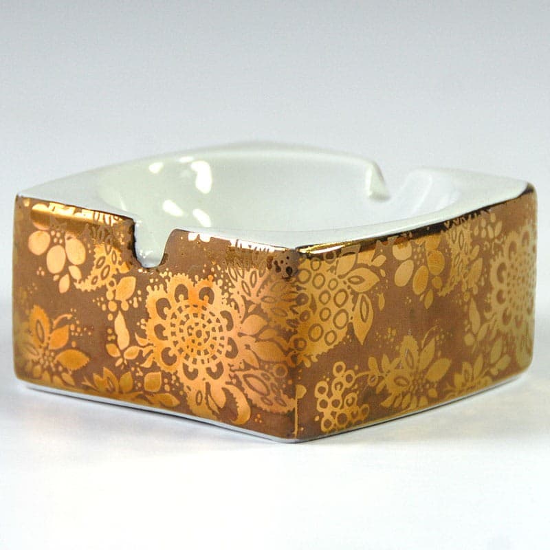 Popielniczka Kahla Atelier Design, porcelana biała złota, Niemcy, lata 90. - 323160