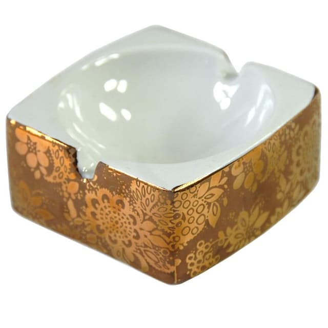 Popielniczka Kahla Atelier Design, porcelana biała złota, Niemcy, lata 90. - WYMIARY