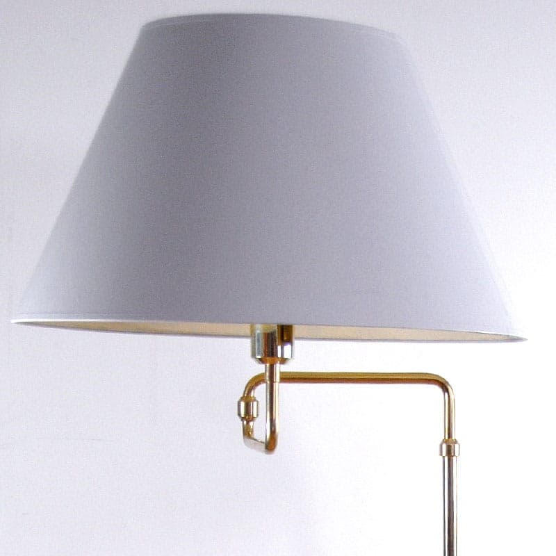 Floor lamp, gold metal, white shade, Denmark, 1970s. - 323125