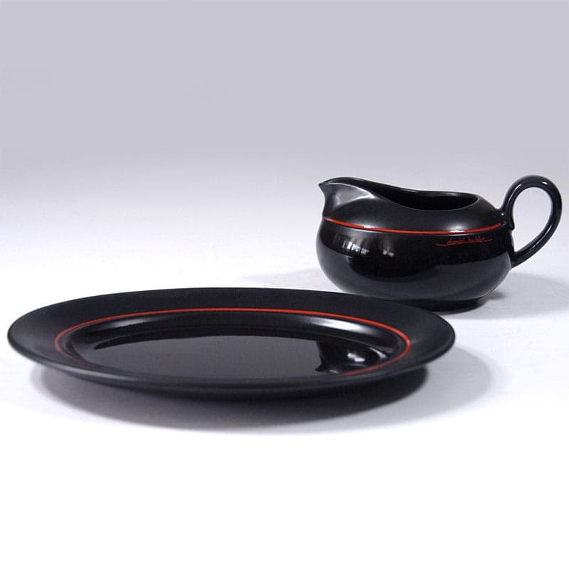 Zestaw ceramiczny Echo, czarny, ceramika czarna czerwona, Daniel Hechter, Francja, lata 90. - 323092