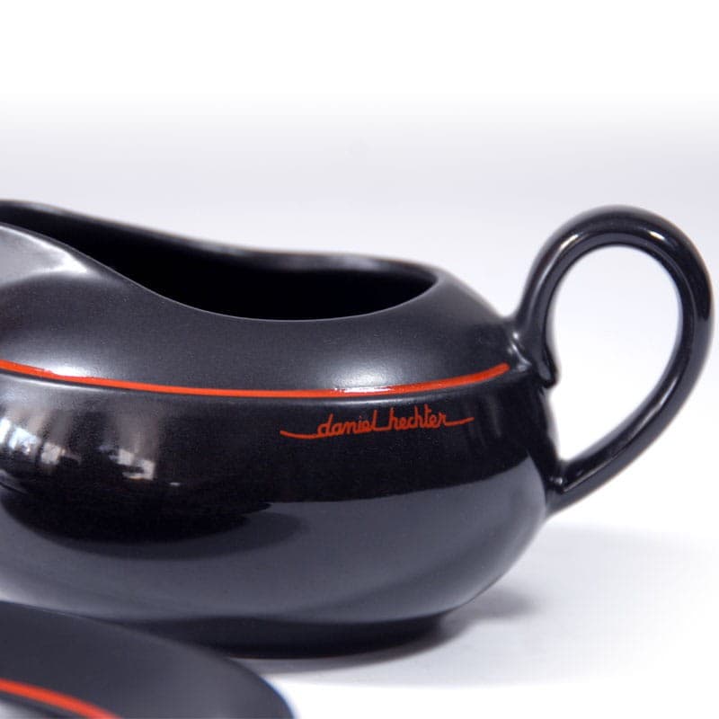 Zestaw ceramiczny Echo, czarny, ceramika czarna czerwona, Daniel Hechter, Francja, lata 90. - 323093