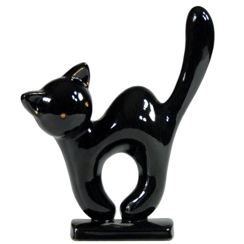 Cat figurine, black, ceramics, Belgium, 1950s. - 323066