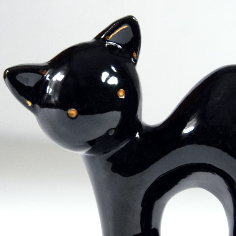 Cat figurine, black, ceramics, Belgium, 1950s. - 323064