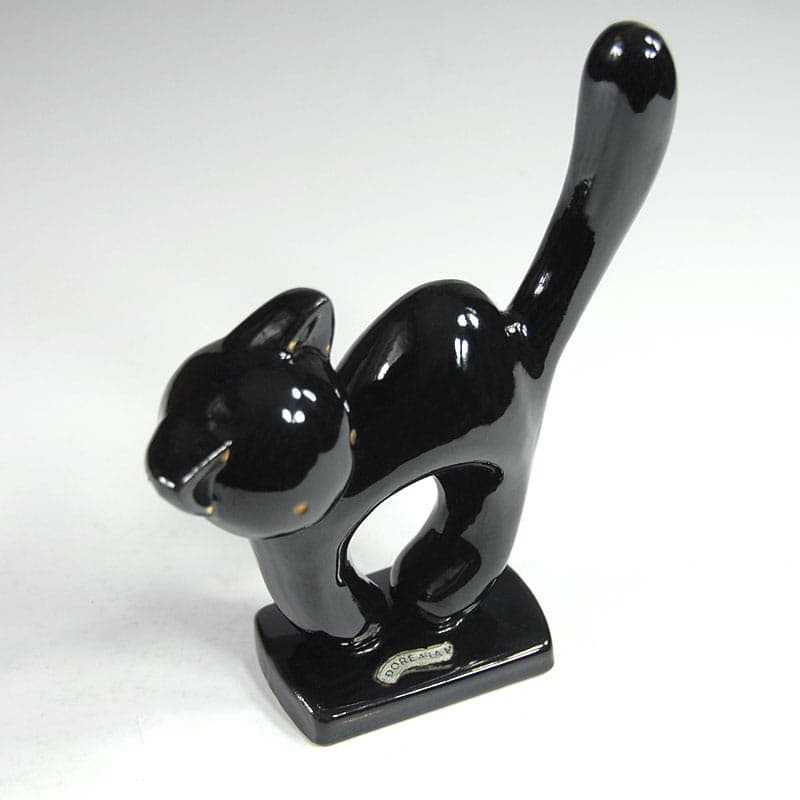 Cat figurine, black, ceramics, Belgium, 1950s. - 323065