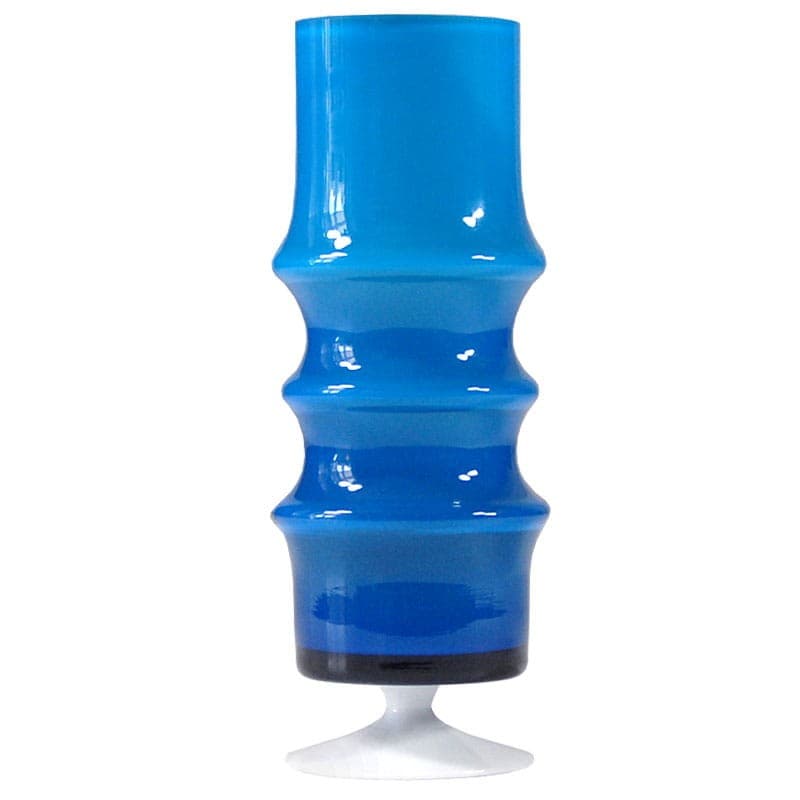 Wazon Space Age, szkło niebieski biały, Friedrich, Niemcy, lata 70. - 323030