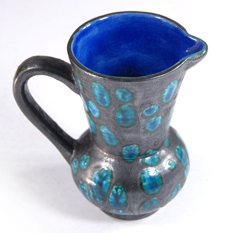 Wazon ceramiczny, szary niebieski multicolor, ceramika, Francja, lata 60. - 322840