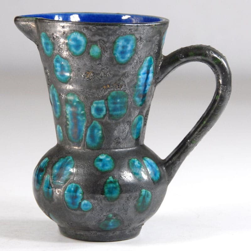 Wazon ceramiczny, szary niebieski multicolor, ceramika, Francja, lata 60. - 322839