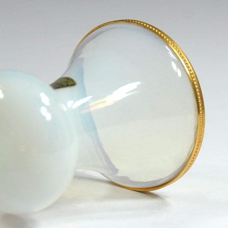 Wazon Opaline de Murano, szkło białe, metal złoty, Włochy, lata 60. - 322828