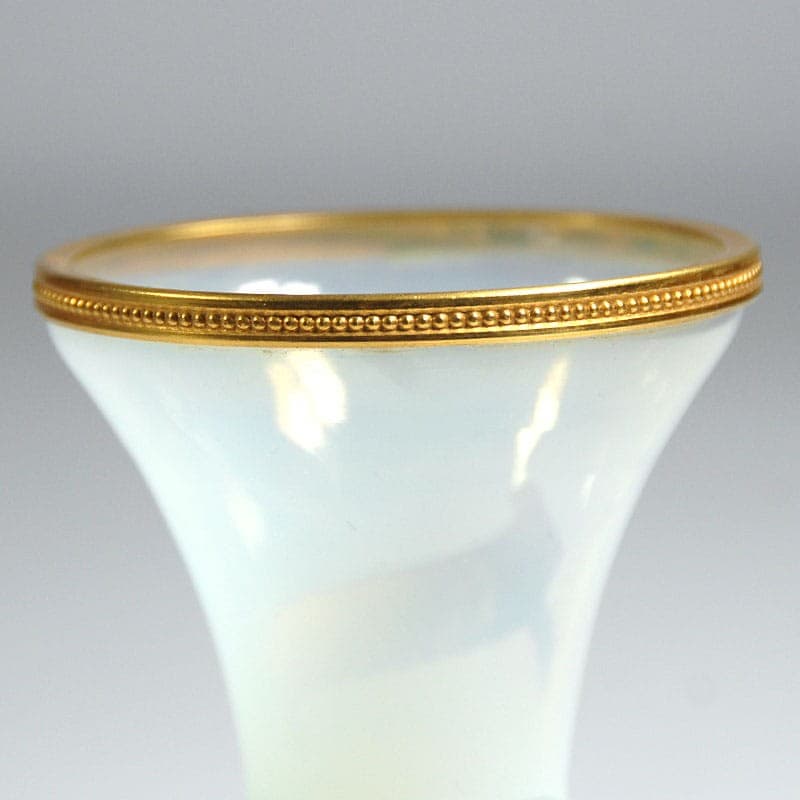 Wazon Opaline de Murano, szkło białe, metal złoty, Włochy, lata 60. - 322827