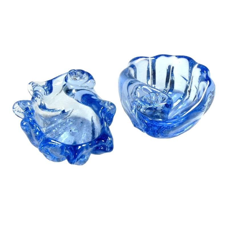 Para miseczek muszelki, szkło barwione niebieski transparentny, Włochy, lata 60.