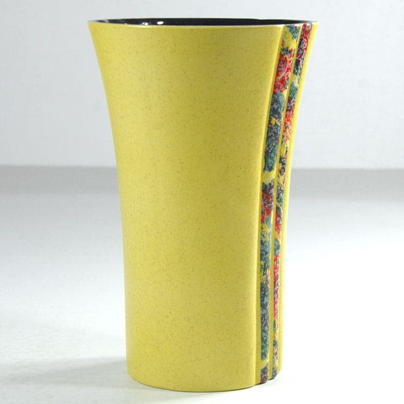 Wazon postmodernistyczny, żółty multicolor, ceramika, Niemcy, lata 80. - 320963