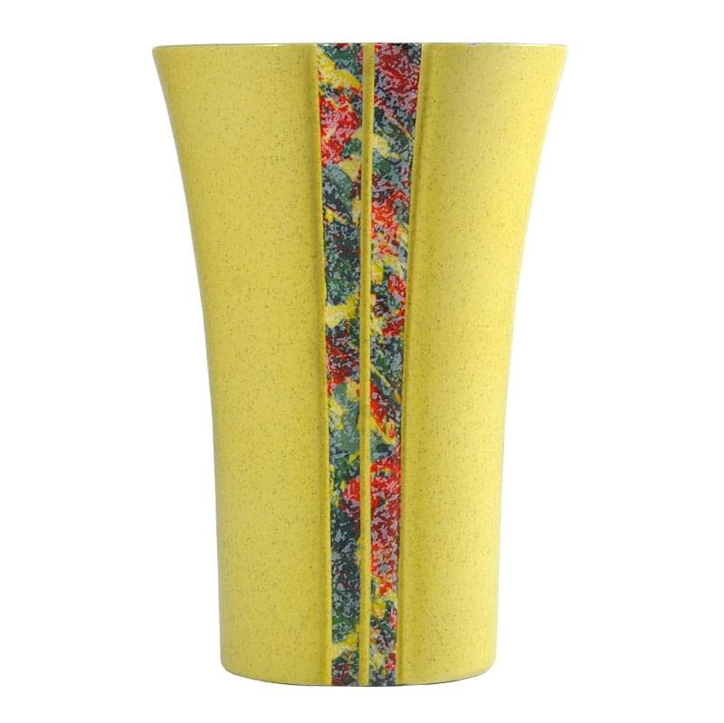 Wazon postmodernistyczny, żółty multicolor, ceramika, Niemcy, lata 80.