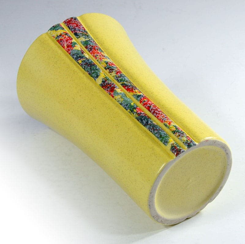 Wazon postmodernistyczny, żółty multicolor, ceramika, Niemcy, lata 80. - 320964