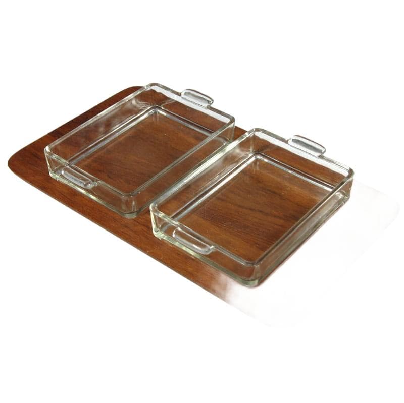 Patera, teak brązowy, szkło transparentny, Dania, lata 60.