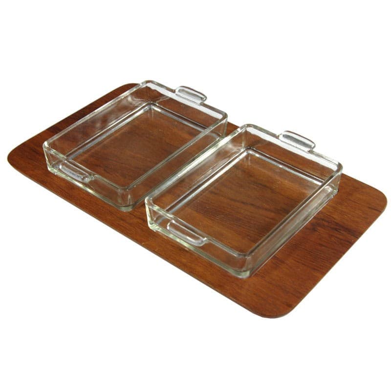 Patera, teak brązowy, szkło transparentny, Dania, lata 60. - 320957