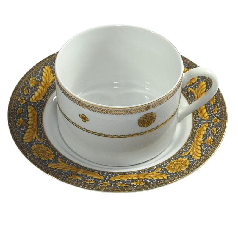 Filiżanka porcelanowa, biała złota szara, Gische, Niemcy