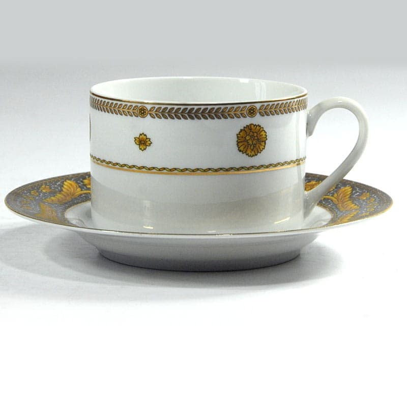 Filiżanka porcelanowa, biała złota szara, Gische, Niemcy - 320951