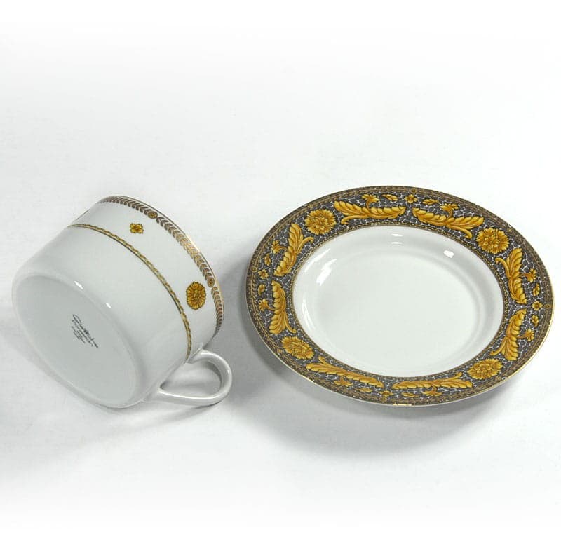Filiżanka porcelanowa, biała złota szara, Gische, Niemcy - 320952